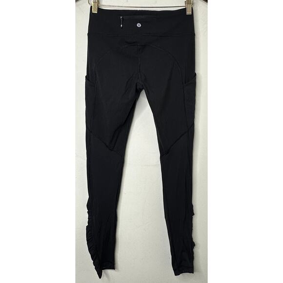 Sz 6 Lululemon Speed Tight IV Black Leggings Ruched Ankle Running Yoga Pants - Picture 7 of 7